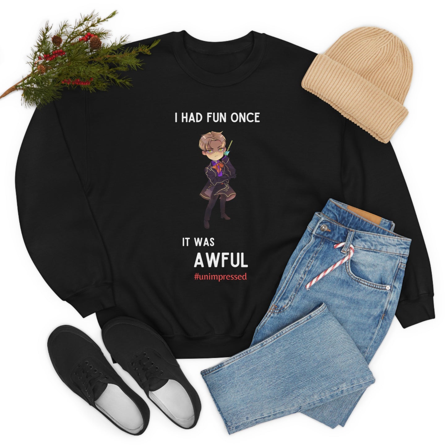 PHIRRE BOBA SWEATER STYLE 1 BLACK I HATE FUN ONCE