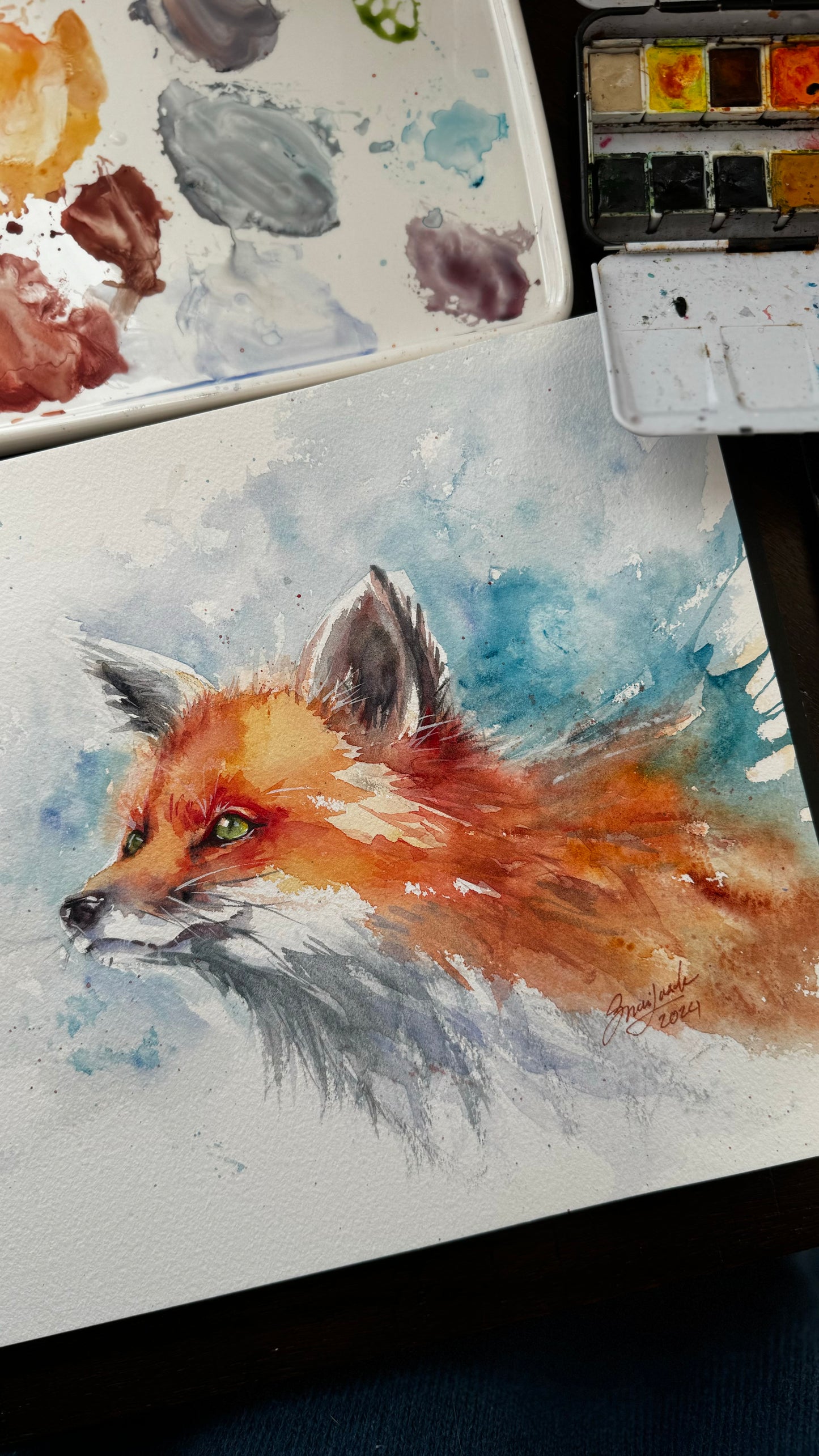 FOX WATER COLOR PAINTING DONE BY SNAILORDS