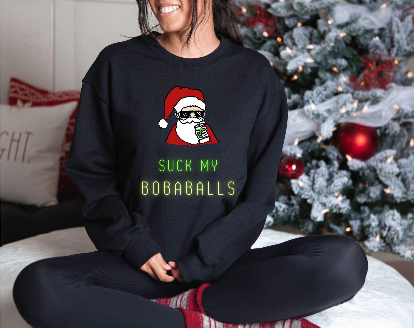 CHRISTMAS SWEATER SUCK MY BOBA BALLS (Unisex)