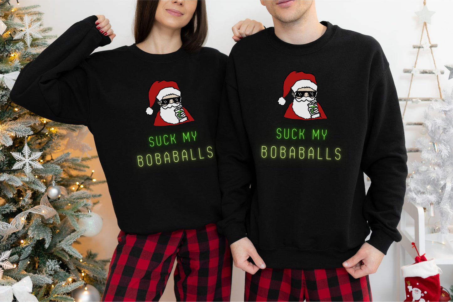 CHRISTMAS SWEATER SUCK MY BOBA BALLS (Unisex)